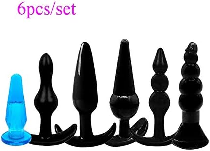 Busmy Tshirt Butt Trainer Plug 6Pcs/Set New Booty Beads Anal Plug Jelly Toys Real Skin Feeling Adult Sex-Toys Sex Products Butt Plug for Men & Women,Black Set,Home & Indoor