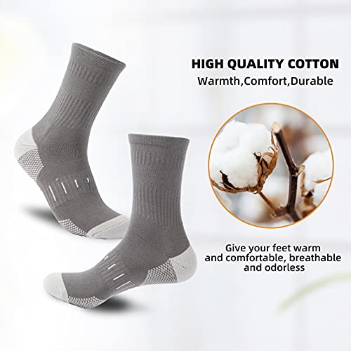 BUDERMMY Men's Socks 43-46 39-42 Hiking Socks Crew Sports Socks Padded Trekking Socks Cotton Breathable Running Socks Work Socks