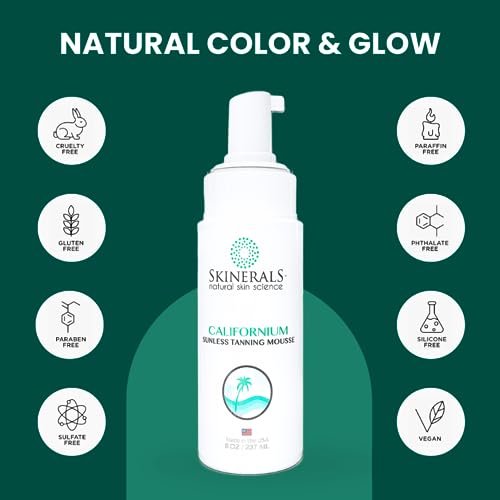 Skinerals Self Tanner Sunless Tanner Bronzer Mousse with Natural and