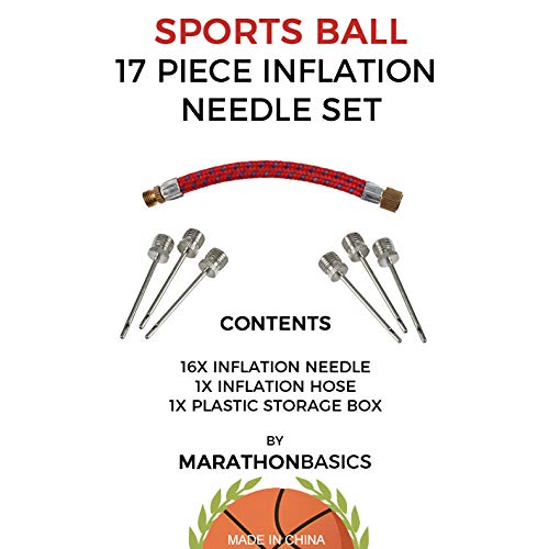 MarathonBasics 17 Piece Ball Pump Needle Kit 16 Air Pump Needles