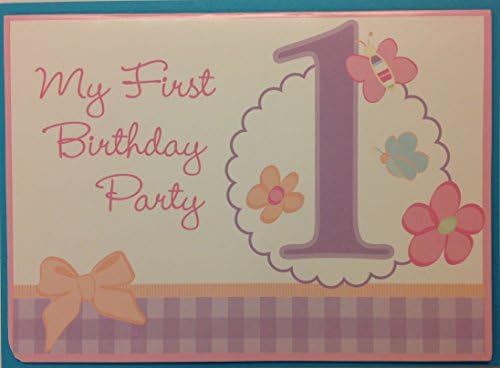 (10) Girls 1st Birthday Party Fill-In Invitations - 6 1/4 x 4 1/2 Inches
