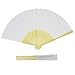 Grosun 10 Packs White Bamboo Folding Fan Handheld Fan Paper Folded Fan for Wedding Party and Home Decoration