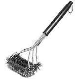 Zoe&Tom Safe/Clean Grill Brush, Bristle Free Barbecue Grill Brush - 100% Rust Resistant Stainless Steel BBQ Grill Cleaner, Safe For Porcelain, Ceramic, Steel, Iron, Great Grilling Accessories Gift