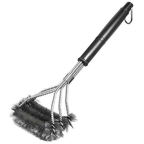 Zoe&Tom Safe/Clean Grill Brush, Bristle Free Barbecue Grill Brush - 100% Rust Resistant Stainless Steel BBQ Grill Cleaner, Safe For Porcelain, Ceramic, Steel, Iron, Great Grilling Accessories Gift