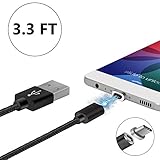 Magnetic Type-C Cable, USB-C Reversible Charger for Google Pixel/Pixel XL, Nexus 6P/5X, Moto Z/Z Play, OnePlus 3T/3/2, LG G5, HTC 10, Huawei P9/P9 Plus/Mate 9 & More (1.2M Type-C Magnetic Cable Black)