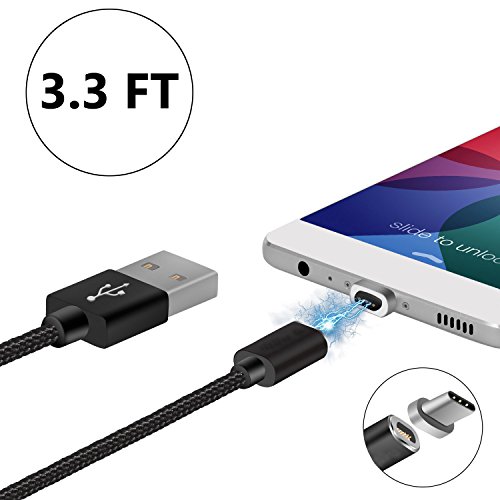 Magnetic Type-C Cable, USB-C Reversible Charger for Google Pixel/Pixel XL, Nexus 6P/5X, Moto Z/Z Play, OnePlus 3T/3/2, LG G5, HTC 10, Huawei P9/P9 Plus/Mate 9 & More (1.2M Type-C Magnetic Cable Black)