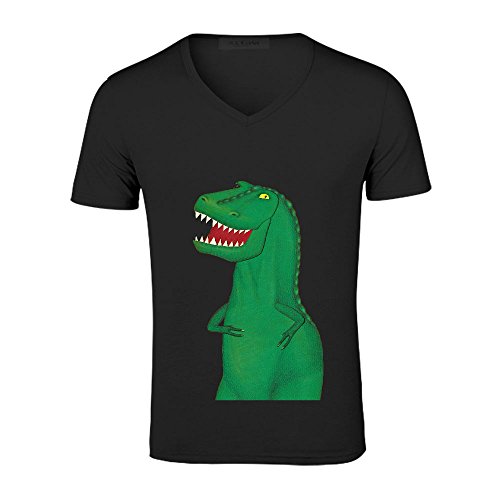 Likeu T Rex Funny Mens V Neck Short Sleeve Tee Black
