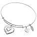 Qina C Sterling Silver Mother Daughter Forever Love Heart Leaf Dangle Charm Family Adjustable Wire Bangle Bracelet