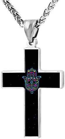 BlingDi Fashion Design Hamsa Amulet Zinc alloy Religious Cross Pendant Necklace
