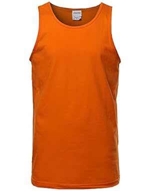 Men's Basic Solid Sleeveless Round Neck Tank Top Various Colors