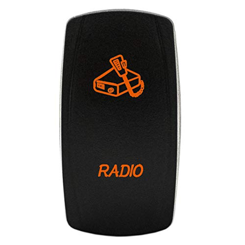 STVMotorsports 5 Pin Laser Automotive Rocker Switches On/Off LED Light 12V 20A - Interior Accessories for Car, Truck, UTV, ATV, Utility and Off-Road Vehicles (Radio, Orange)