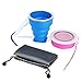 Eastshining Collapsible Travel Portable Cup Telescopic Outdoor Camping Mug with Food-Grade Silicone Pocket-Sized Drinking Water Wine for Hiking Picnic 6.7oz（200ml） with Lid-Blue and Rose Red