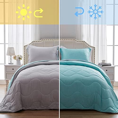 SunStyle Home Warm&Cooling Comforter Set All Season Down Alternative Bed Set Cooling Blanket