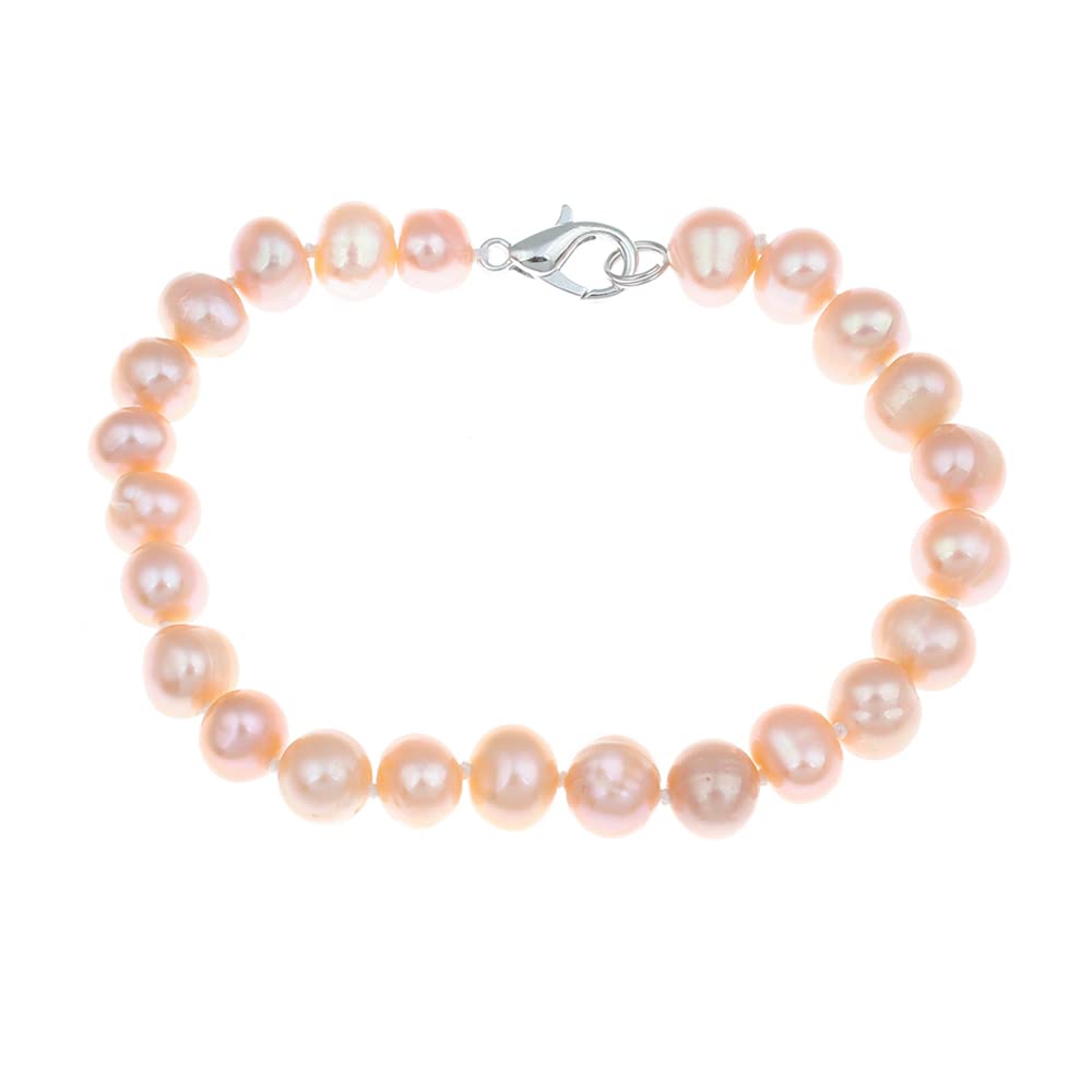 Treasure Bay Stunning 7-8mm Freshwater Pearl Bracelet 18.5cm | Women's Pearl Bracelet (Pink)