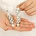 EVER FAITH Women's Crystal Cream Simulated Pearl Bridal Leaf Dangle Earrings Clear Silver-Tone