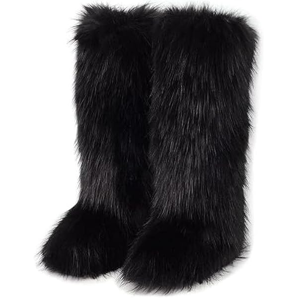 Amazon.com | ZVC Women's Faux Fur Boots - Warm & Stylish Knee-High