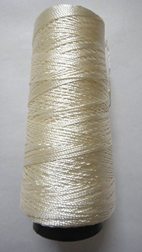 275+ Yards - Viscose Rayon Art Silk Thread Yarn - Embroidery Crochet Knitting Lace Jewelry Trim (Ivory White)