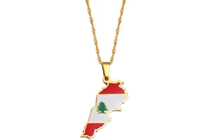 Liban Map With Flag Pendants Necklaces Gold Color Jewelry Lebanon Map Chain Necklaces 248321