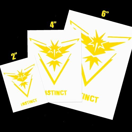 Team Instinct Pokemon Go Theme Decals for Windows, Car, Phone, Laptop &amp; more! [3 Pack] 2" (1), 4" (1), 6" (1)