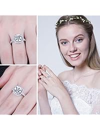 JewelryPalace - Anillo de compromiso de plata de ley 925 con circonita cúbica de 3 quilates