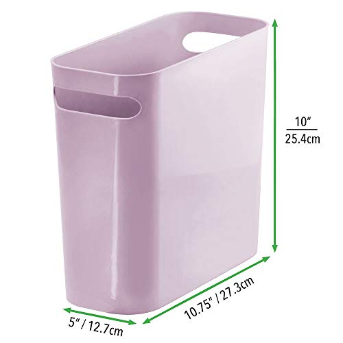 mDesign Slim Plastic Rectangular Small Trash Can Wastebasket, Garbage