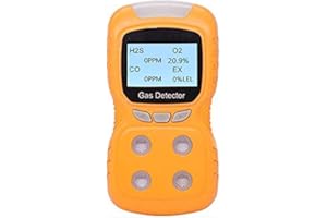 Vzmcov 4 in 1 Gas Detector, Rechargeable Portable 4 in 1 Gas Clip 4-Gas Monitor Meter Tester Analyzer Sound Light Shock