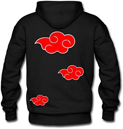 Naruto Shippuden Akatsuki Cloud Anti Leaf Black Pullover Hoodie Sweatshirt Men Three Cloud In Back (M-Black)