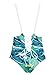 Qpladlse Swimwear Women's One Piece Swimsuit Reversible Lace-Up Bathingsuit(FBA) (S, Green Leaves)