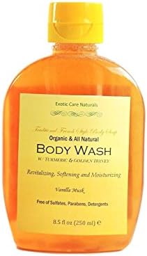 Exotic Care All Natural Shower Gel Body Wash with Organic Turmeric &amp; Honey-Free of Sulfates - Vanilla Musk