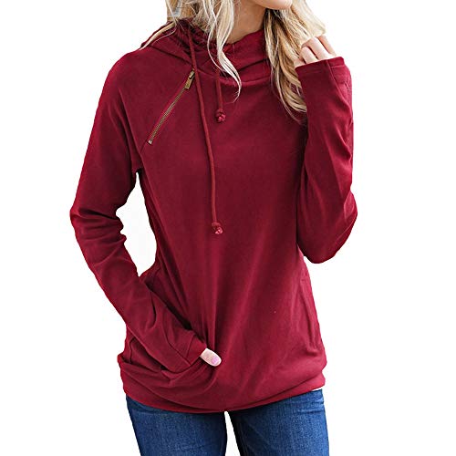 Makeupstore Sweatshirt for Women Sale,Women Long Sleeve Solid Sweatshirt Pullover Tops Casual Blouse Sweatshirt,Women's Activewear,red,M - Thumbnail 4