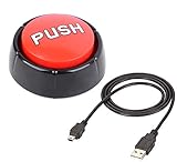 USB Sound Button-Make Your Own Button By Uploading Audio Files Direct - Fits 100+ Recordings Easy-Top Recordable Quality Playback-Funny Novelty Office Desk Gag Gift- BATTERY+USB CABLE INSIDE