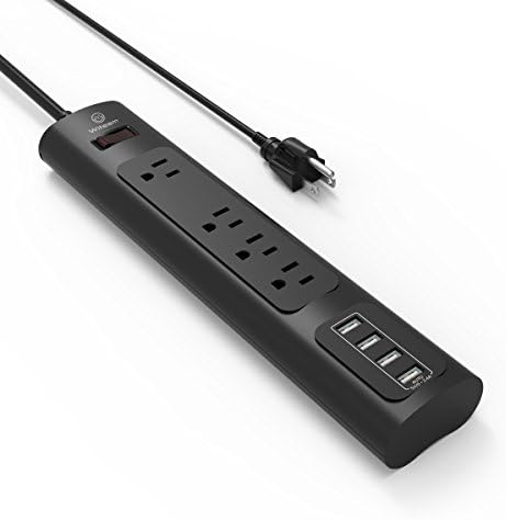 Witeem Power Strip Surge Protector with 4 AC Outlets and 4 Smart USB Ports, 4 ft UL Power Cord, Black