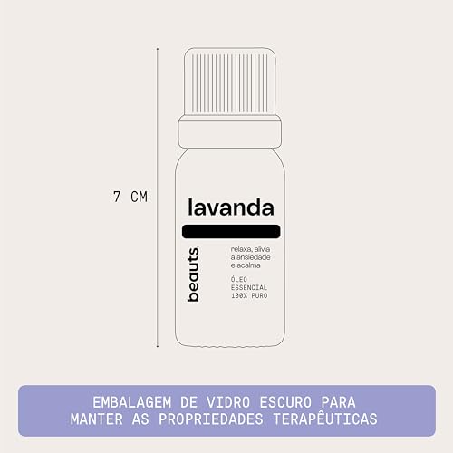 Óleo Essencial Lavanda Francesa - 100% Puro e Natural - Para Ansiedade, Estresse e Hora de Dormir - Calmante e Relaxante - Óleo Essencial Para Aromaterapia, Difusor, Massagem e Banho - 10 mL, Beauts