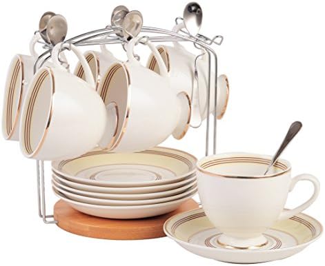 Amazon Com Jusalpha Fine China Tea Cup And Saucer Set Coffee Cup