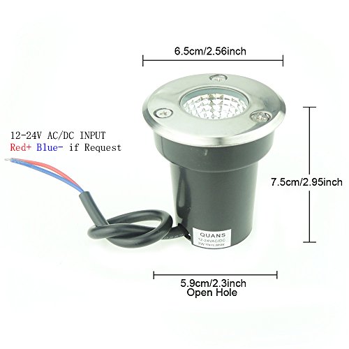 QUANS 2-Pack 3W Warm White 12V 24V DC AC Low Voltage in Ground Well Outdoor LED Light, in-Ground Landscape Lighting Spotlight for Deck, Step, Pathway, Driveway, Garden, Yard, Patio