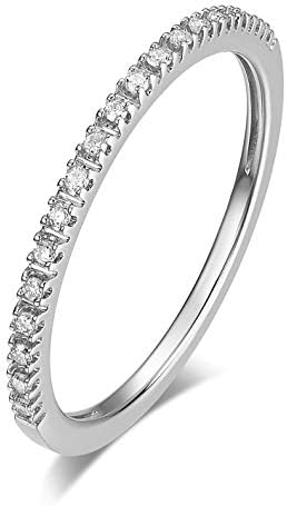Special 18k White Gold Prong Half Eternity Stackable Weeding Ring Moissanite Diamond Cubic Zirconia for Women,Teens and Children