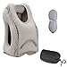Sweesire Inflatable Travel Pillow, Airplane Pillows, Portable Neck Head Pillow for Kids Traveling, Long Flight, Train, Bus, Office Napping- Come with Eye Mask & Carry Pouch (Grey)