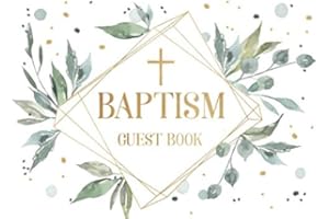 Baptism Guest Book: Decorated with beautiful watercolor leaves | For 250 guests and their messages