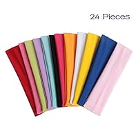 SBYURE 24 Pieces Yoga Fashion Headband Stretchy Soft Sweatband Head Wrap for Dance Exercise,Sports,12 Colors