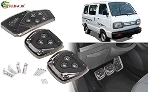 Selifaur - 3 Pcs Black Non-Slip Manual Car Pedals kit Pad Covers Set for Maruti Suzuki Omni