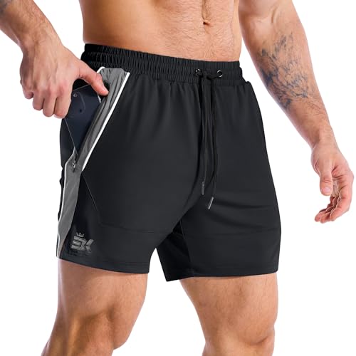 ZENWILL DRI-Armor Men's Sport Zip Shorts Running Shorts, Lightweight Gym Shorts Quick Dry