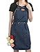 VANTOO Adjustable 100% Cotton Kitchen Chef Art Painting Denim Jean Apron with Pockets,Navy Blue