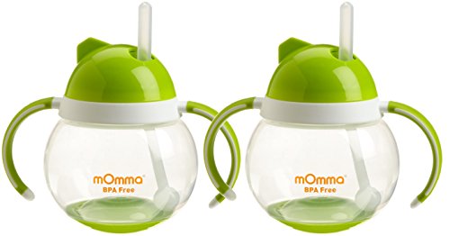Lansinoh mOmma Straw Cup with Dual Handles, Green, 2 Count