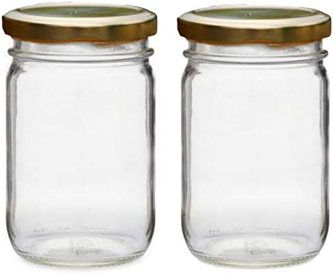 Yo Bihari (2 pcs) Glass Container/jar with Golden lid (250 Grams * 2= 500 Grams Total wt)