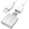 SABRENT Adaptador de sonido estéreo externo USB de aluminio para Windows y Mac. Plug and Play, no necesita controladores. [Pl