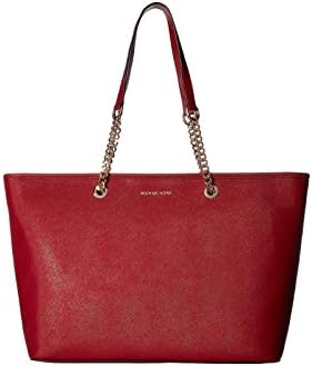 MICHAEL KORS Jet Set Chain Multifunction Leather Tote (Red)