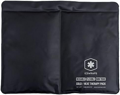 Flexible Gel Cold Pack for Knee or Joint Pain by IceWraps - 11"x14" Reusable Cold Pack / Microwavable Warm Healing Clay, Upgraded Black TPU Lining Will Not Crack or Leak, Standard Size