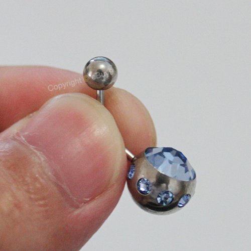 Thenice 5 Pcs 16g Big Crystal Ball Needle Navel Rings Stud Body Piercing - Thumbnail 4