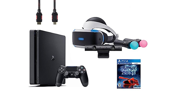 Amazon Com Playstation Vr Start Bundle 5 Items Vr Headset Move Controller Playstation Camera Motion Sensor Sony Ps4 Slim 1tb Console Jet Black Vr Game Disc Psvr Battlezone Video Games