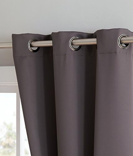 LinenZone 2 Panels of Solid Charcoal Gray Curtains with 2 Tie-Backs. 96 Inch Curtains are Great as Living Room Curtains, Thermal Curtains, or Blackout Bedroom Curtains. (Nicole 38 x 96 Charcoal)